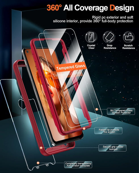 LeYi for Moto G Stylus 5G Case (Not Fit 2022 Version), Motorola G Stylus 5G 2021 Case with 2 Glass Screen Protector, Full-Body Shockproof Bumper R...