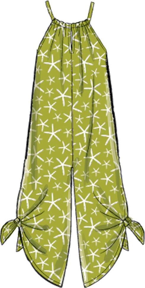 McCall's Learn Girl's Tie and Bell Leg Romper and Jumpsuit, Sizes 7-14 Sewing Pattern, various, White...