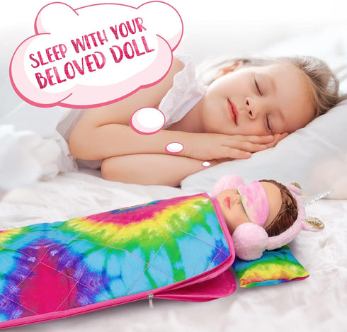 K.T. Fancy 18 Inch Girl Doll Clothes and Accessories Sleeping Bag Set Rainbow Angel of Doll Sleeping Bag, Pajamas, Shoes, Eye Mask, and Doll Pillo...