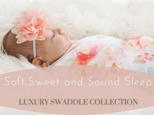 Baby Receiving Blanket Swaddle Blanket Newborn Wrap Swaddle Headband Set -Bloom Flower Pattern...