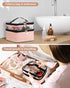 Cosmetic Bags for Women Clear Leather Double Layer Makeup Bag - Large Travel Skincare Bag For Travel Organizer Toiletry Bag - Pink...