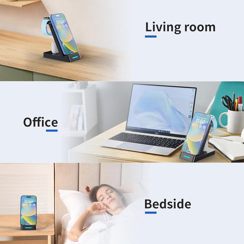 3 in 1 Charging Station for iPhone - 33W Fast Charging Station for Apple Devices, Charging Dock for iPhone 14/13/12/11, Apple Watch and AirPods (3...