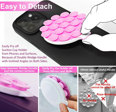 Silicone Suction Cup Phone Mount, Magnetic Silicone Suction Phone Case Stand, Hands Free Mirror Shower Phone Holder, Perfect for Selfies and Video...