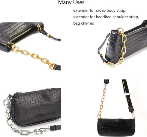 Fashion Large Metal Cross-Body Purse Strap Extender,Handbag Shoulder Strap Extender,Bag Chain Accessory Charms (Light Gold)...