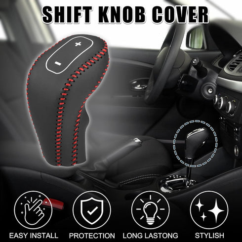 Gear Shift Knob Cover for Buick Encore 13-15 with Red Stitches Durable | Interior Transmission Shifter Boot Lever Cover Black Faux Leather 1 Pcs...