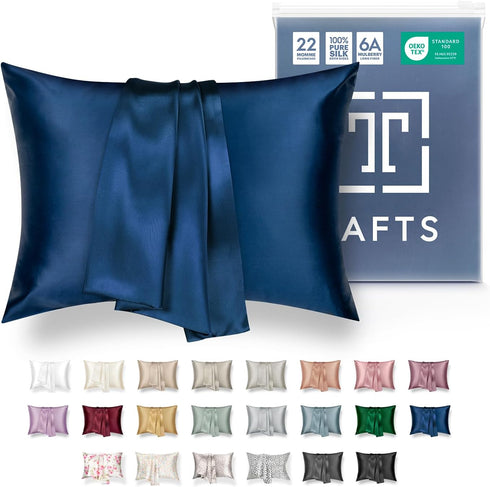 Tafts Pillow Cases - 22mm 100% Pure Mulberry 6A Silk Pillowcase for Hair & Skin with Zipper Closure, Cooling, Natural, Organic, Double Sided Silk ...