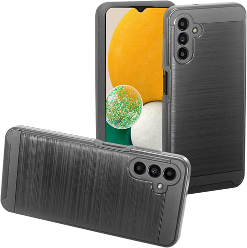 for Samsung Galaxy A13 5G (SM-A136), Galaxy A04S (SM-A047) - Brushed Style Defender Hard Phone Case - CS3 Black...