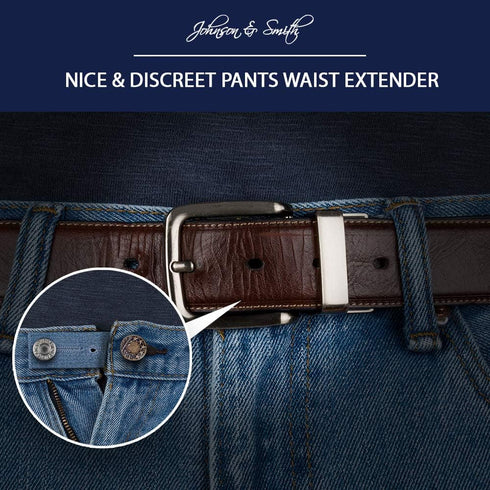 Waistband Extenders by Johnson & Smith | Button Extender for Pants | Denim Material | Pack of 5 Shades | Premium Metal Buttons | 2 Button Holes | ...