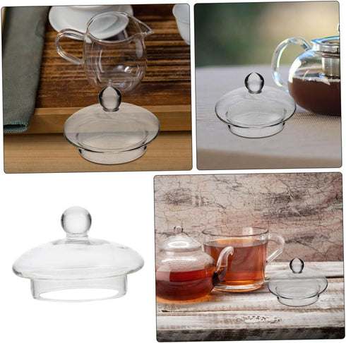 Teapot Lid Small Glass Lid Pot Lid Top Clear Lids Replacement Glass Teapot Caps Glass Tea Pot Lid Tea Steeper Lid Tea Kettle Lid Replacement Glass...