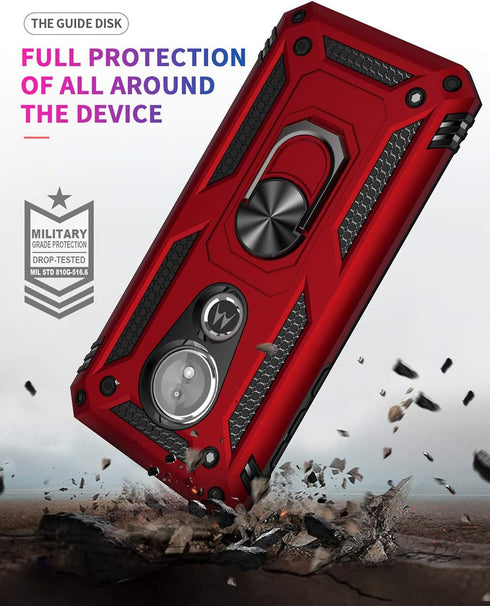 Military Grade Drop Impact for Motorola Moto E5 Case Moto G6 Play 5.7 Inch Metal Rotating Ring Kickstand Holder Magnetic Car Mount Armor Heavy Dut...