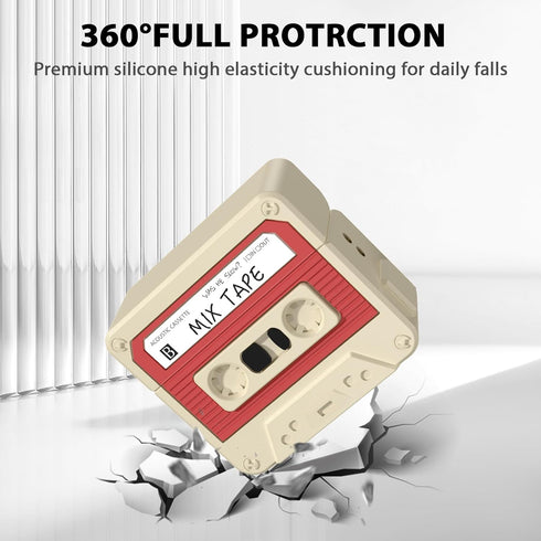 MOFREE for AirPods 3rd Generation Case Cover with Cleaner Kit, Cassette Tape Design Soft Silicone Shock-Absorbing Protective Cover for Apple AirPo...