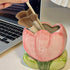 Pen Holder for Office Desk Accessories Aesthetic Pink Makeup Brush Holder Pencil Holder Cute Tulips Home Decor Birthday Gifts for Women Vanity Too...