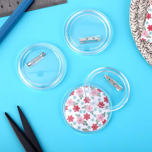 15PCS Acrylic Button Pin Clear Pins Buttons Badges Clear Craft Blank Pins Buttons Badges Kit for DIY Craft Supplies, Birthday, Valentine's Day Gif...