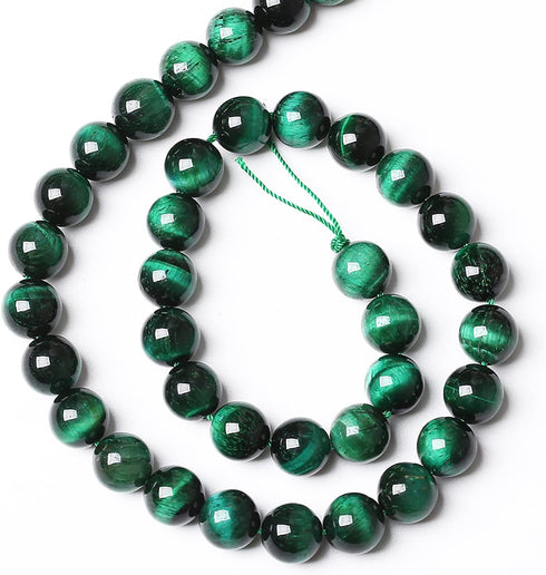 38PCS 10mm Top AAA Green Tiger Eye Beads Natural Stone Round Loose Beads for Jewelry Making DIY Bracelet,Necklace, Earrings 15" Inch...