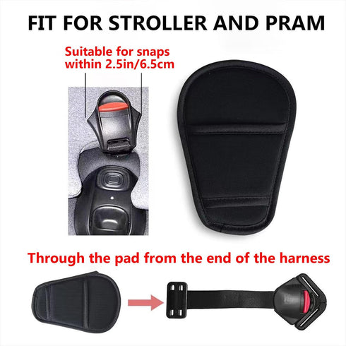 SeedFuture Baby Stroller Seatbelt Crotch Cushion Black 2 Piece, Universal Pram Belt Pads for Newborns Infants Kids, Pushchair Seat Belt Crotch Cov...