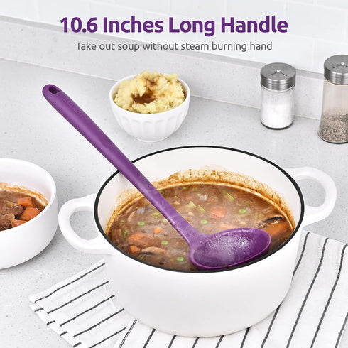 13 inch Silicone Soup Ladle: U-Taste 600ºF Heat Resistant 4 oz Large Non-stick Seamless Rubber Kitchen Deep Serving Spoon with Non-slip Solid Long...