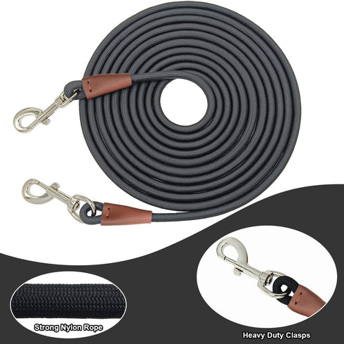 Tie Out Rope Dog Leash, 8-10-13-15-20-25-30-35-40-45-50FT Heavy Duty Nylon Check Cord for Medium Large Dogs Indoor/Outdoor Playing Camping Backyar...
