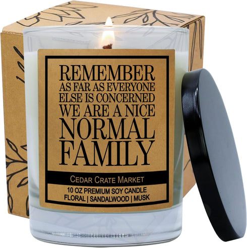 I Love You Gifts | We are a Nice Normal Family | Funny Scented Candle Gift for Mother, Mom, Dad, Grandma, Granny on Mother's Day, Birthday, Annive...