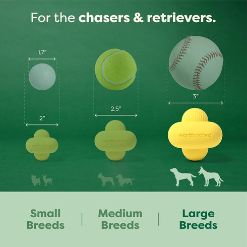 Earth Rated Dog Ball, Interactive Fetch Toy for Small, Medium, and Large Breeds, Comes in Multiple Sizes, Made with Natural Rubber, Perfect for In...