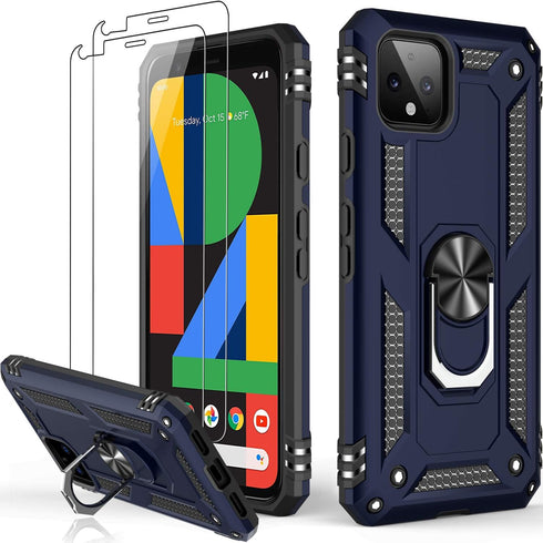 LUMARKE for Google Pixel 4 Case with Screen Protector,Pass 16ft. Drop Tested Military Grade Protective Phone Cover with Magnetic Ring Kickstand Co...