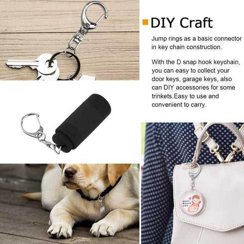 50 Pcs Snap Hook Key Accessories, Maveek Keychain Rings for Lanyard Craft Metal Key Ring with Chain DIY Silvery Clasp Bulk, Silver D Hook Lobster ...