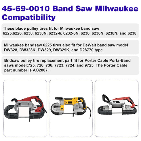 (4 Pack) 45-69-0010 BandSaw Pulley Tires Replacement Milwaukee Band Saw Blade Pulley Tires 6230 6232-6 6225 AO2807 6238N 6238-20 2729-20...