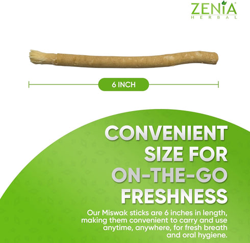 Zenia Sewak Natural Miswak Toothbrush - Vacuum Sealed Natural Flavor Traditional Peelu Toothbrush Stick - for Healthy Gums, Teeth, and Fresher Bre...
