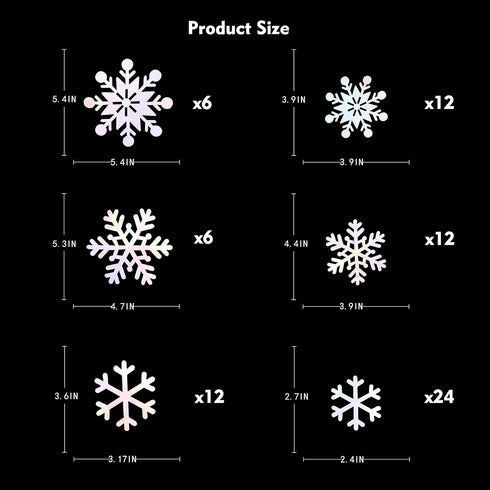 pinkblume 72pcs Iridescent White 3D Snowflake Wall Stickers Holographic Snowflakes Wall Decals for Winter Wonderland Christmas Frozen Nursery Xmas...
