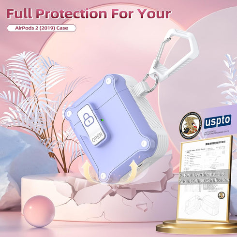 R-fun Compatible with AirPods 2nd Generation 2019,1st Gen 2016 Charging Case Cover, Full Drop Protection Auto Pop-Up Lid Compatible with Airpods C...