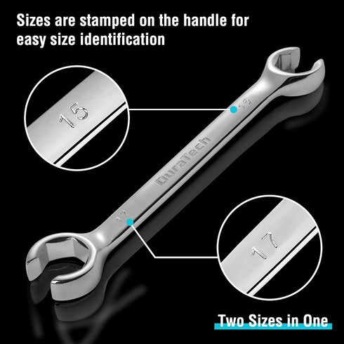 DURATECH Flare Nut Wrench Set, Metric, 3-piece, 10, 12, 13, 14, 15, 17mm, CR-V Steel, Organizer Pouch Included...