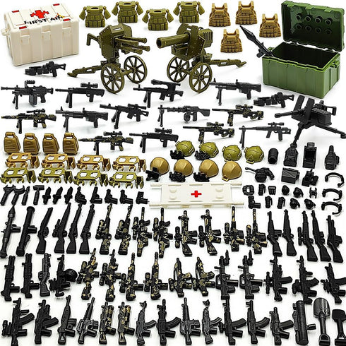 WW2 Weapon Sets Military Accessories Kits Building Block Toys Include Camouflage Gun Parts for Corps Equipment Compatiable with Mini Figure Brick ...