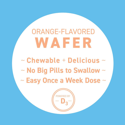 50,000 IU Vitamin D3 Cholecalciferol, for Vitamin D Deficiency, Once-Weekly Chewable Wafer, Non-GMO, Natural Orange Flavor, 4 Count (Pack of 1)...