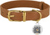 BRONZEDOG Leather Dog Collar with Metal Buckle Durable Basic Pet Collars for Small Medium Large Dogs (11-13 Inch (Pack of 1), Light Brown & Gold B...
