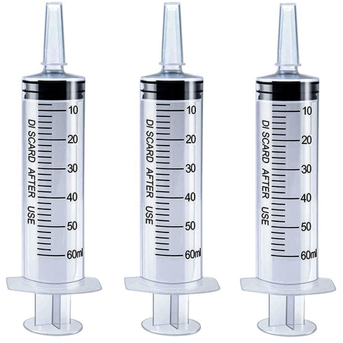 KEWAYO 3 Pack 60ml/cc Plastic Syringe Large Syringes Tools Catheter Tip individually sealed with Measurement for Scientific Labs, Measuring Liquid...