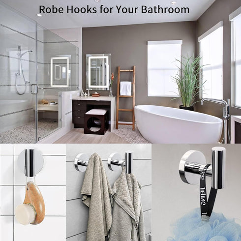 Towel Hooks for Bathroom,2 Packs Wall Mount Towel Holder,Black Matte Wall Robe Hook,Stainless Steel Heavy Duty Door Hanger Towel Hook for Kitchen,...