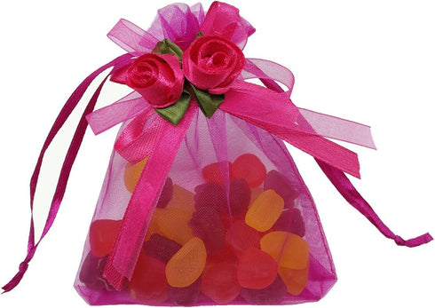 50pcs Sheer Organza Favor Bags for Wedding 3.8x4.8'' Gift Bags Samples Display Drawstring Rose Pouches (hot Pink)...