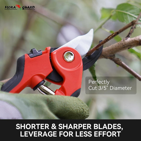 Flora Guard Garden Shears 8.2" Bypass Pruning Shears, Professional Ultra Sharp Sk5 Steel Garden Clippers, Rubber Handle Heavy Duty Plant Cutting S...