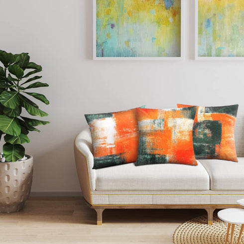 Decorative Throw Pillow Covers Burnt Orange Cushion Cover Taupe Abstract Art Painting 4 Pcs Pillowcase 18x18 Inch for Sofa Couch Bedroom Living Ro...