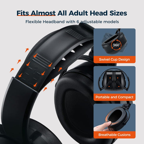 Ear Protection Headphones for Adults Kids, Noise Cancelling Headphones for Autism, Adjustable Noise Cancelling Ear Muffs, Earmuffs Hearing Protect...