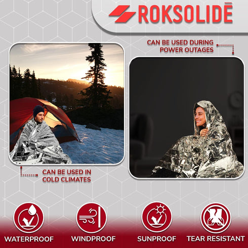Emergency Blankets | Mylar Thermal Blanket, Essential Survival Gear for Emergency Kits. Ultralight Reflective Foil Blanket for Camping or Cold Wea...