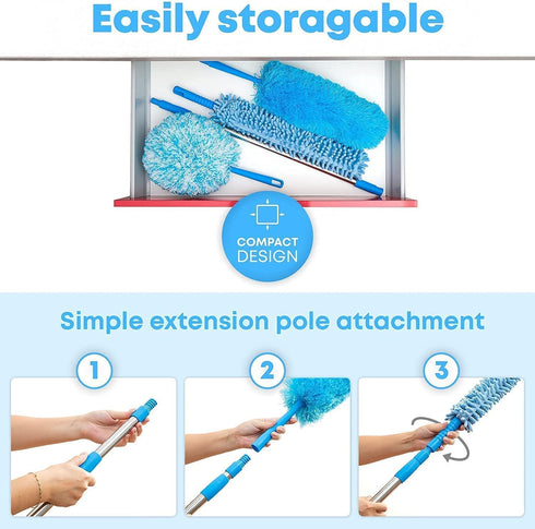 Foldable Microfiber Fan Cleaning Duster Steel Body Flexible Fan mop for Quick and Easy Cleaning of Home, Kitchen, Car, Ceiling, Cleaning Brush wit...