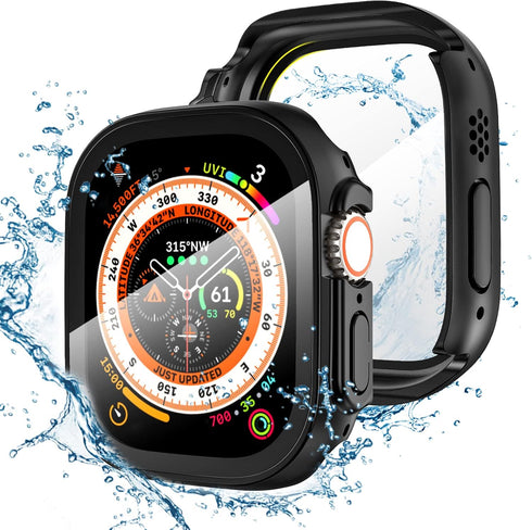 Tensea for Waterproof Apple Watch Ultra2/Ultra Screen Protector Case 49mm Accessories, iWatch Protective PC Face Cover Built-in Tempered Glass Fil...