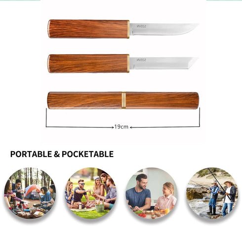 Kitchen knife Set,Double Knife with Stainless Steel Paring Knife,Ultra Sharp Kitchen Knife,Portable Compact Knives for Camping,Hiking....
