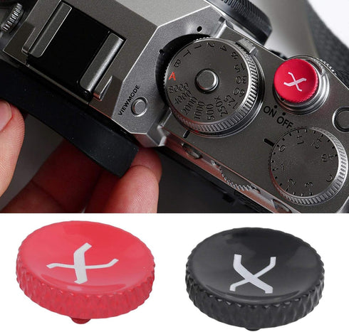 Alloy Black + Red Paint Spraying Treatment Camera Shutter Release for X Series Cameras with Rubber Ring Shutter Fuji Soft Release Fuji Shutter Rel...