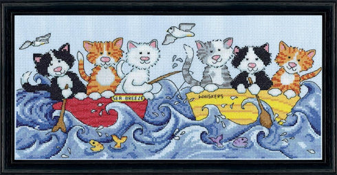 Design Works Crafts At Sea Cats Counted Cross Stitch Kit, 6 by 14"...