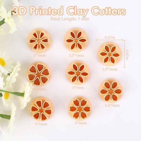 Puocaon Mini Petals Clay Cutters - Set of 8 Floral Petal Polymer Clay Cutters, Mini Petal Clay Cutter for Floral Polymer Clay Earrings Making, Cla...