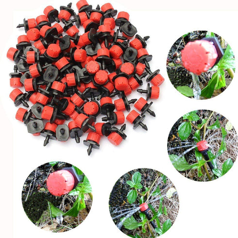 100 Pcs 360 Degree Adjustable Irrigation Drippers Sprinklers, 1/4 Inch Emitters Drip for Watering System Drip Irrigation System Gardens Lawn...