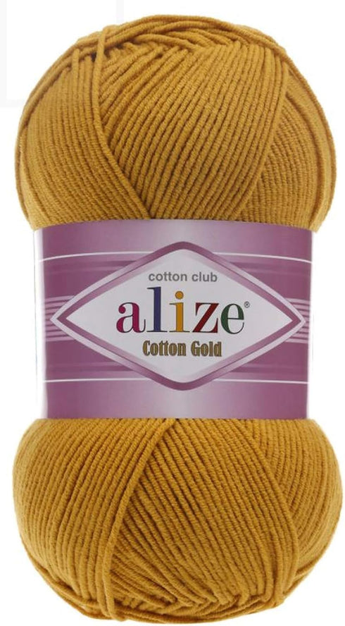 55% Cotton 45% Acrylic Alize Cotton Gold Yarn 1 Skein/Ball 100 gr 360 yds (2-Mustard)...