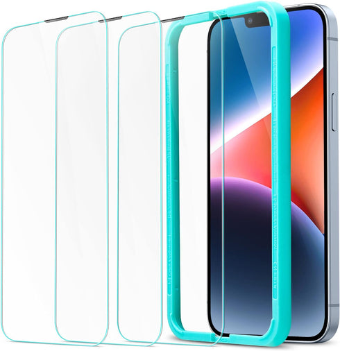 ESR 3 Pack for iPhone 14 / iPhone 13 / iPhone 13 Pro Screen Protector, Tempered-Glass Film with Easy Installation Frame, Military-Grade Protection...