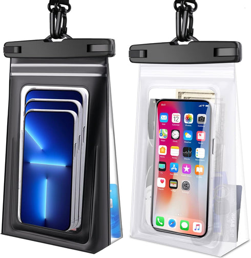 2 Pack Waterproof Pouch Floating with Sealing Strip, 9'' Large Cell Phone Dry Protector Case for iPhone 15 14 13 12 11 Pro Max Plus Samsung Galaxy...